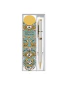 Set stylo bille et étui de tout mon coeur blanc - 3,5 x 15 cm