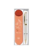 Set stylo bille et étui fleurever blanc - 3,5 x 15 cm