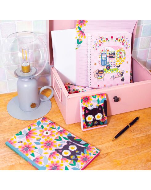 Pocket Carnet de notes A6 aimanté Retro love multicolore - 7,5 x 10 cm