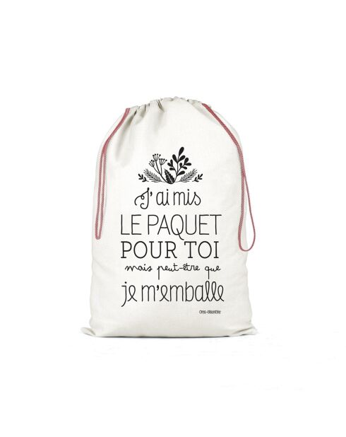 Sac hotte ou de rangement en coton XXL J'ai mis le paquet naturel - 50 x 68 cm
