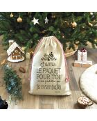 Sac hotte ou de rangement en coton XXL J'ai mis le paquet naturel - 50 x 68 cm