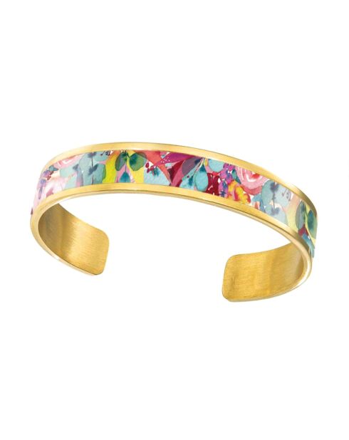 Bracelet manchette Floral rose multicolore - D.8 mm