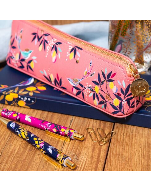 Estuche para lápices rosa PM Sara Miller London (Orchard), 21,5 x 7,5 cm