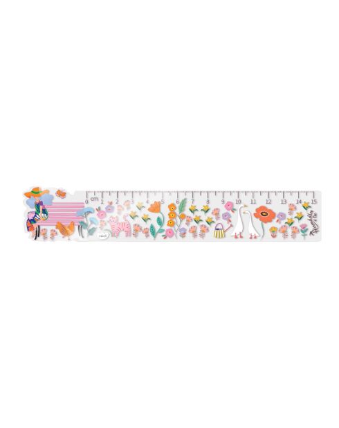 Regla ilustrada teñida Joli Jardin multicolor - D.15 cm