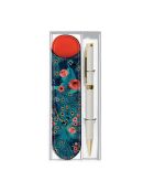 Set penna a sfera e astuccio bianco pavone - 3,5 x 15 cm