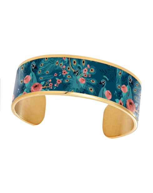 Grünes Pfauen-Manschettenarmband - D.20 mm