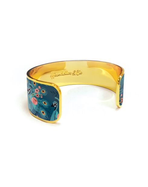 Grünes Pfauen-Manschettenarmband - D.20 mm
