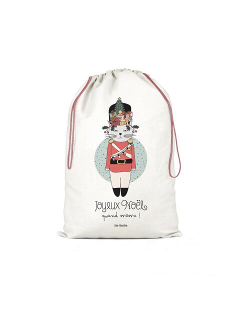 Capucha o bolsa de almacenamiento Ho ho ho (galleta de avellanas) de algodón natural XXL, 50 x 68 cm