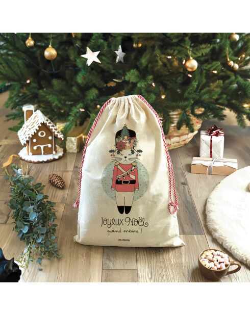 Capucha o bolsa de almacenamiento Ho ho ho (galleta de avellanas) de algodón natural XXL, 50 x 68 cm