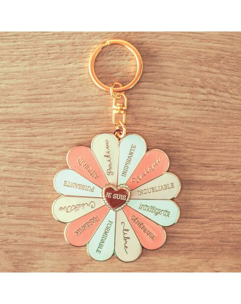 Porte clés en métal spécial slow life (fleur des trésors en soi) multicolore