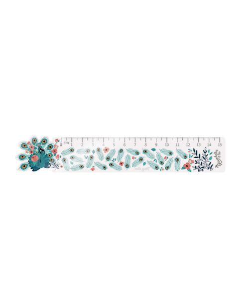 Règle dye cut illustrée Paon multicolore - D.15 cm