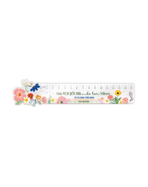 Règle dye cut illustrée Le bonheur est partout multicolore - D.15 cm