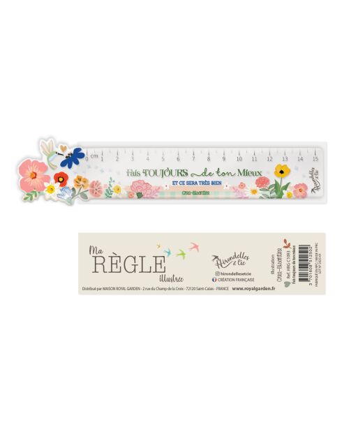 Règle dye cut illustrée Le bonheur est partout multicolore - D.15 cm