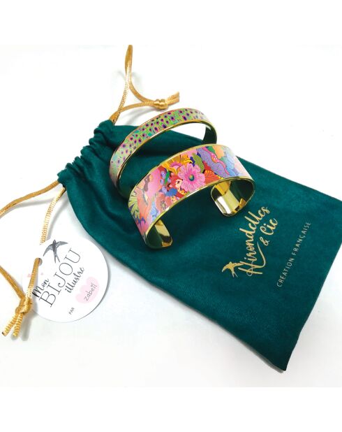 Bracelet manchette forêt florale multicolore - D.20 mm