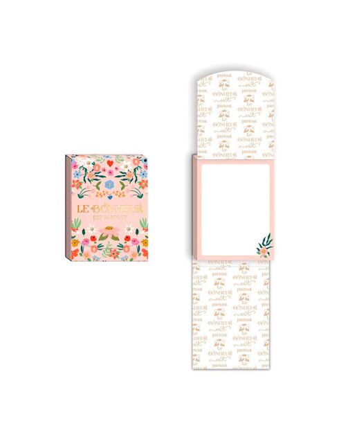 Pocket Carnet de notes A6 aimanté Le bonheur est partout multicolore - 7,5 x 10 cm