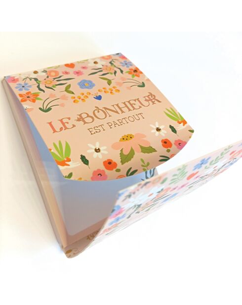 Pocket A6 magnetisch notitieboek Happiness is overal veelkleurig - 7,5 x 10 cm