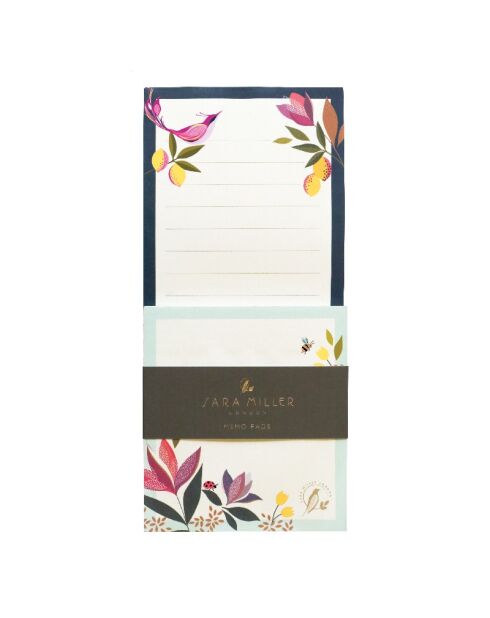 Set bloc shopping et bloc mémo Sara Miller London (Orchard) multicolore - 9 x 20 cm