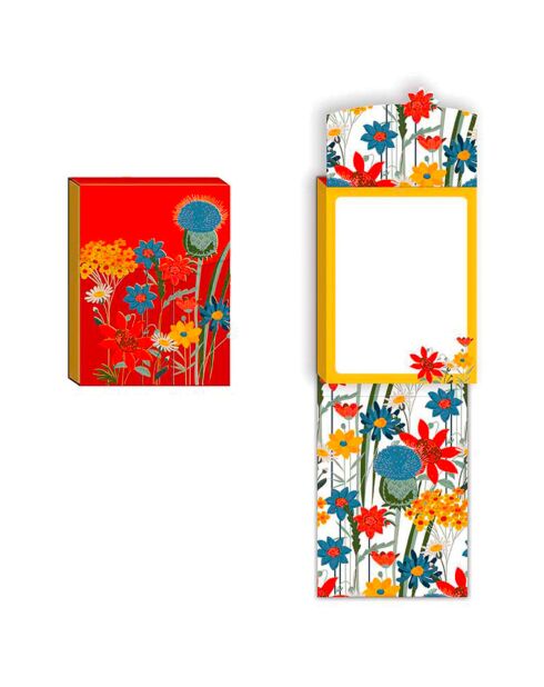 Pocket Carnet de notes A6 aimanté Fleurs des champs multicolore - 7,5 x 10 cm