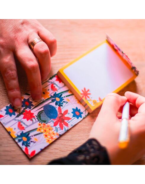 Pocket Carnet de notes A6 aimanté Fleurs des champs multicolore - 7,5 x 10 cm