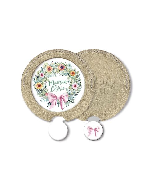 Miroir de sac et étui Spring Floral (Maman chérie) multicolore - D.6,5 cm