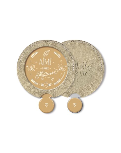 Miroir de sac et étui Aime comme maîtresse multicolore - D.6,5 cm