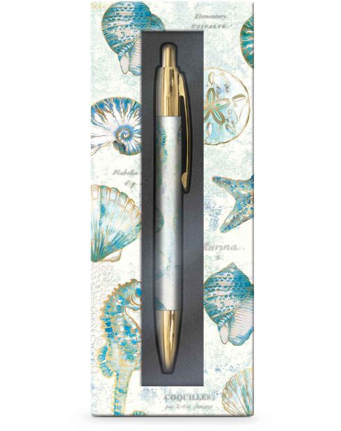 High Tide (schelpen) meerkleurige geschenkset met balpen - 5 x 12 cm
