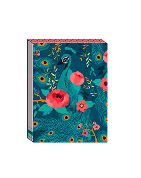 Pocket Carnet de notes A6 aimanté Paon multicolore - 7,5 x 10 cm
