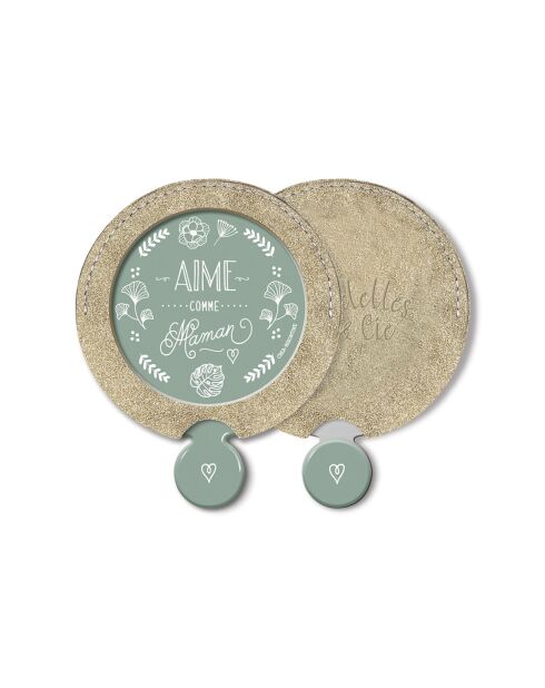 Miroir de sac et étui Aime comme maman multicolore - D.6,5 cm