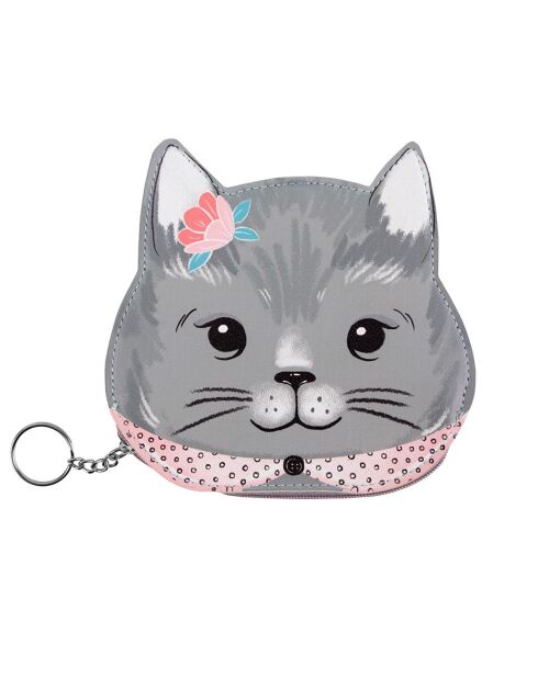 Trousse porte clés aspect cuir Pets Gray Kitten multicolore - 12.7 x 12.7 cm
