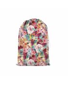 Capucha o bolsa de almacenamiento XXL de algodón multicolor con estampado floral rosa, 50 x 68 cm