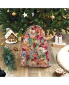 Capucha o bolsa de almacenamiento XXL de algodón multicolor con estampado floral rosa, 50 x 68 cm