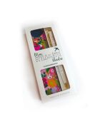 Set stylo bille et étui forêt florale blanc - 3,5 x 15 cm