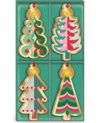 Scatola da 16 etichette regalo natalizie 4 motivi Gold Trees multicolore - 5 x 10 cm
