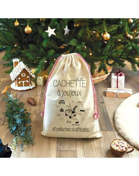 Sac hotte ou de rangement en coton XXL Cachette à joujoux naturel - 50 x 68 cm