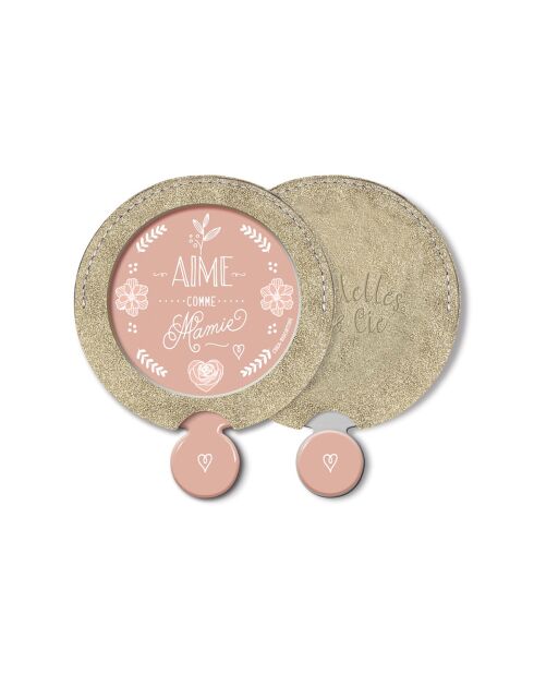Miroir de sac et étui Aime comme mamie multicolore - D.6,5 cm