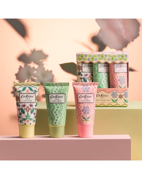 Set de regalo de 3 cremas de manos multicolor de Cath Kidston (flores tejidas), 3 x 30 ml