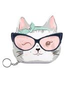 Trousse porte clés aspect cuir Pets Cat Eye Glasses multicolore - 12.7 x 12.7 cm
