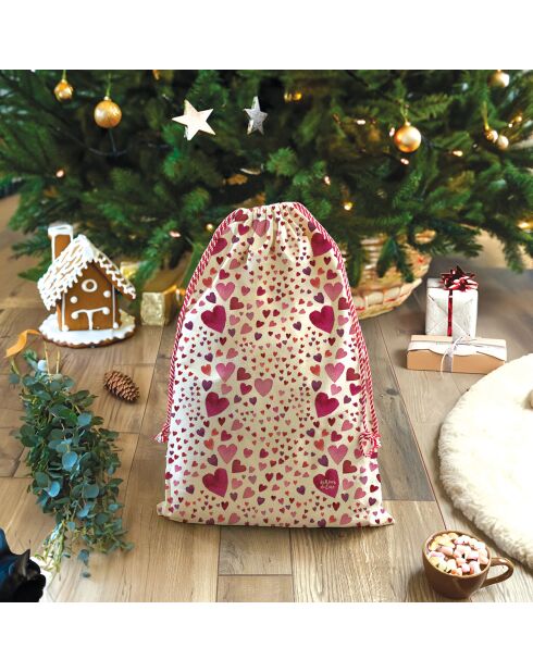 Sac hotte ou de rangement en coton XXL que de l'amour multicolore - 50 x 68 cm