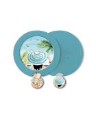 Espejo tipo bolso y funda Retro Vacances (mujer en la playa) multicolor - D.6,5 cm