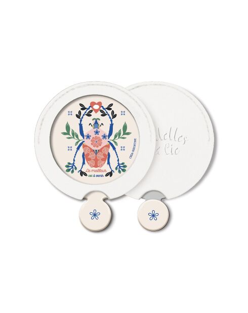 Miroir de sac et étui Scarabée multicolore - D.6,5 cm