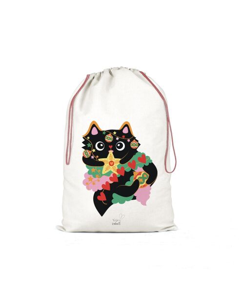 XXL katoenen capuchon of opbergzak Maison bonbon Natural guirlande cat - 50 x 68 cm