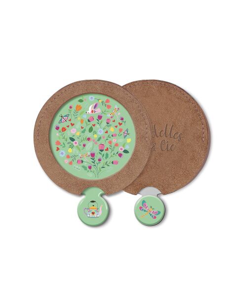 Miroir de sac et étui Théière multicolore - D.6,5 cm