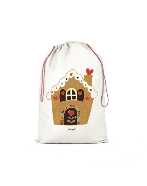 Extractor o bolsa de almacenamiento de algodón XXL Maison Gingerbread natural - 50 x 68 cm