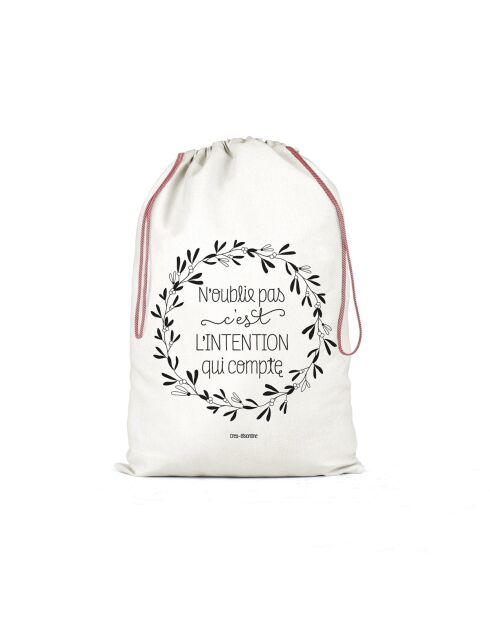 Sac hotte ou de rangement en coton XXL C'est l'intention qui compte naturel - 50 x 68 cm