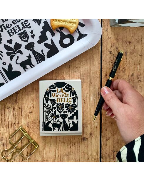 Pocket Carnet de notes A6 aimanté La vie est belle multicolore - 7,5 x 10 cm