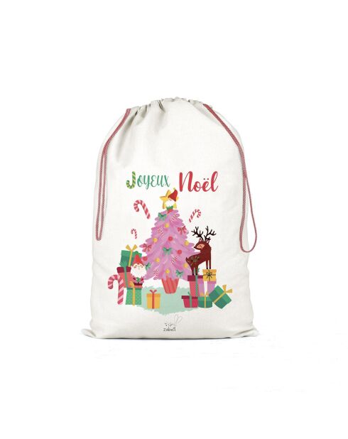 Extractor o bolsa de almacenamiento de algodón Maison Bonbon XXL (Feliz Navidad) natural, 50 x 68 cm