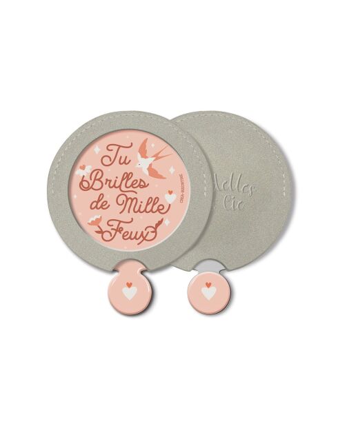 Miroir de sac et étui Tu brilles de mille feux multicolore - D.6,5 cm