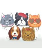 Trousse porte clés aspect cuir Pets Cat Heart Glasses orange - 12.7 x 12.7 cm