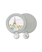 Mehrfarbiger Toits Parisiens Taschenspiegel mit Etui - D.6,5 cm