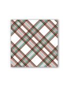 Pochette de 20 serviettes cocktail Vintage Plaid multicolore - 12,5 x 12,5 cm